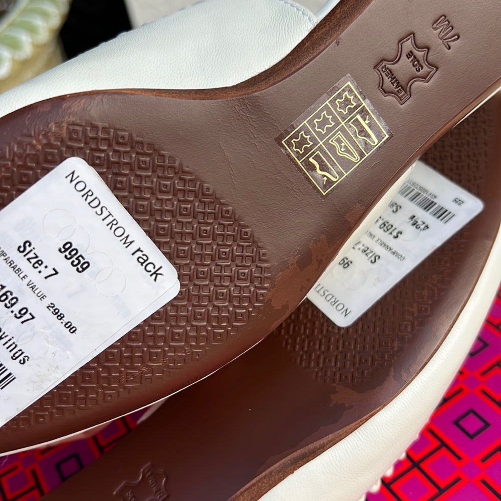 TORY BURCH Sienna flat slide leather mules white size 7 - Picture 16 of 17